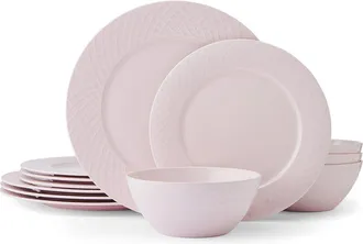 Mikasa Trellis Pink 12Pc Dinnerware Set, Service For 4