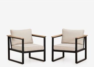 Sklum Sklum - Pack De 2 Sillones De Jard&iacute;n En Aluminio Y Madera De Acacia Lipov