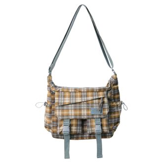 Generic Cymwer Lightweight Crossbody Bag Plaid Pattern Shoulder Bag Commute Tote Handbag (Blue)