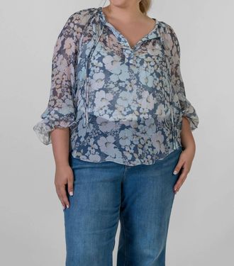 Joie Brigitta Long Sleeve Silk Top In Nightshadow
