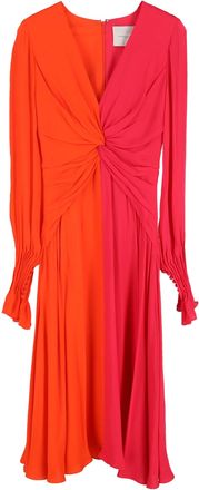 Carolina Herrera Bicolor Midi Dress In Multicolor Silk