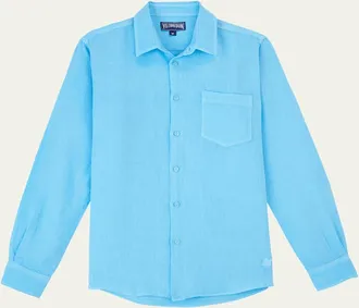 Vilebrequin Mens Caroubis Solid Linen Sport Shirt