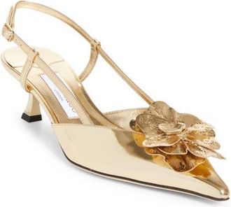 Jimmy Choo London Mimmi Pointed Toe Slingback Pump in Gold/Gold at Nordstrom, Size 10.5Us