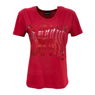 Emporio Armani Rode korte mouw T-shirt 6H2T7E2J53Z0341 - Dames - T-shirts - Rood - XS - Tops