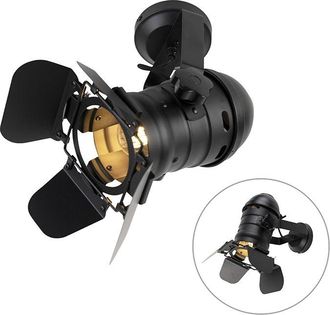 QAZQA Appliques movie - Industriale - Acciaio - Nero - Cilindro/Tondo Max. 1 x Watt - Qazqa