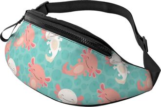 Generic Cartoon Salamander Axolotl Chest Bag Waist Bag Fashion Bumbags For Outdoors Women Ladies 14X35Cm
