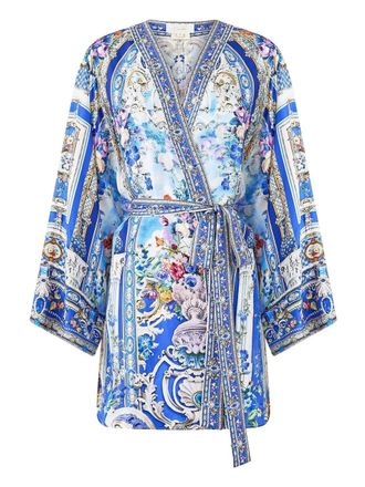 Camilla Ottoman Opulence floral-print kimono - women - Silk - M - Blue