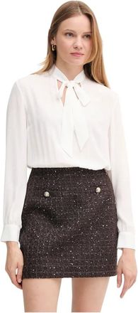 Gaud&igrave; Kleedjes, Dames, Bruin, XL, Wol, -bow Mini Jurk