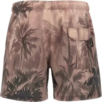 Palm Angels Sunset Palms Print Swim Shorts - Brown