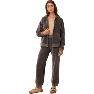 Pact Organic Cotton Pure Velour Zip Hoodie in Graphite at Nordstrom, Size Small