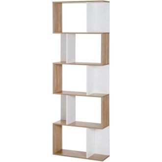 HOMCOM Mobile Libreria Moderna in Legno con 5 Ripiani Bianco e Legno