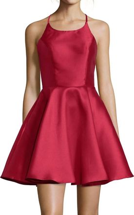 Alyce Paris Fitted Halter Cocktail Dress In Burgundy