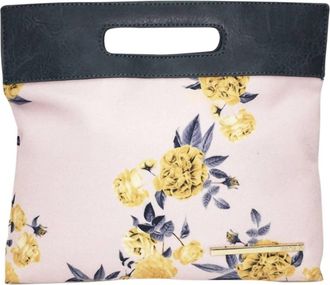 Kensie Womens Top Handle Canvas Clutch Purse In Golden Rose