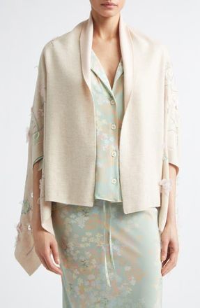Bernadette Shirene Embroidered Shawl in Doubleface Beige Pale Pink at Nordstrom, Size Medium