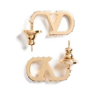 Valentino Accessoires, Dames, Geel, ONE Size, VLogo Kristal-versierde Oorbellen