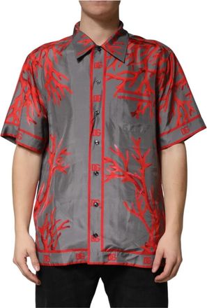 Dolce & Gabbana Corals Short Sleeve Casual Shirt - Heren - Korte mouwen Overhemden - Veelkleurig - 2XL - Overhemden