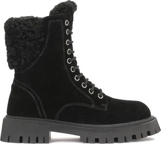 Kazar Platte enkellaarsjes van zacht su&egrave;de - Dames - Veterlaarzen - Zwart - 36 EU - Su&egrave;de - Schoenen