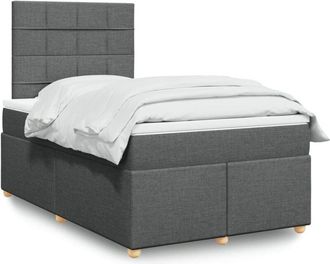 vidaXL Cama Box Spring Con Colch&oacute;n Tela Gris Oscuro 120x190 Cm Vidaxl