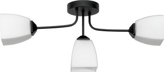 OEM L&aacute;mpara De Techo Colgante Cl&aacute;sica Negra Con Pantalla De Cristal Blanco 15-482 Trapik
