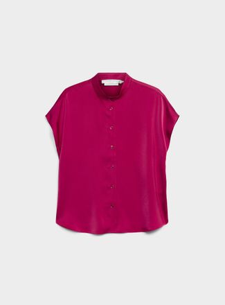 Contemporaine Womens Flowy satin cap-sleeve blouse