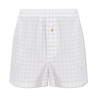 Moschino Short Shorts, female, Beige, Size: XS Cotton Plaid Shorts