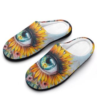 Generic Beatiful Eye Flowers Womens Slippers Warm House Slippers Indoor House Shoes with Anti-Skid Rubber Sole