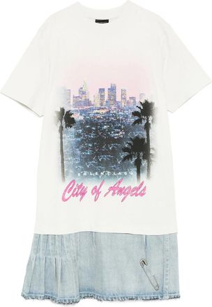 Balenciaga Graphic-print Pleated Denim Dress