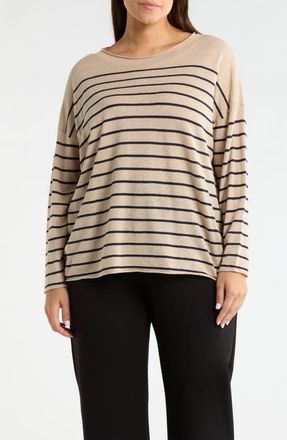 Eileen Fisher Organic Linen & Organic Cotton Crewneck Sweater in Ink at Nordstrom, Size 3 X