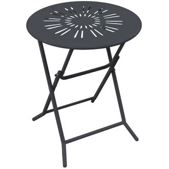 Vente-Unique Tavolo da giardino pieghevole D.60 cm in metallo effetto ferro battuto Antracite - GUERMANTES di MYLIA