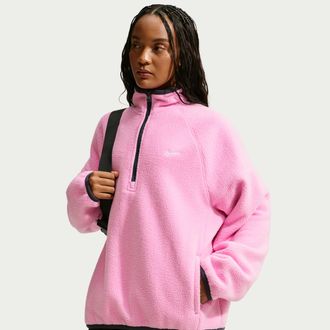 Nike Womens Nike Sportswear Oversized Fleece Top in Pink | IR6493-621