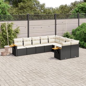 vidaXL Set De Sof&aacute;s De Jard&iacute;n 8 Piezas Y Cojines Rat&aacute;n Sint&eacute;tico Negro Vidaxl