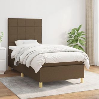 vidaXL Cama Box Spring Con Colch&oacute;n Tela Marr&oacute;n Oscuro 90x190 Cm Vidaxl