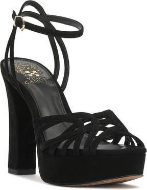 Imagine Vince Camuto Samlee Platform Ankle Strap Sandal in Black Suede at Nordstrom Rack, Size 7.5