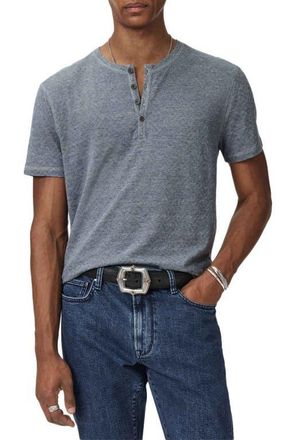 John Varvatos Elm Texture Short Sleeve Henley in Steel Blue at Nordstrom, Size Xx-Large