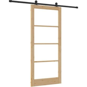 vidaXL Vidaxl - Puerta Corredera Manual Marr&oacute;n 93 X 211 Cm Madera Y Metal
