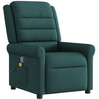 vidaXL Sill&oacute;n De Masaje Reclinable De Tela Verde Oscuro Vidaxl