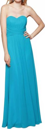 Milano Formals Serenity Drape Strapless Gown In Pool