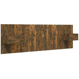 vidaXL Cabecero De Cama Y Mesitas Madera Contrachapada Roble Ahumado Vidaxl
