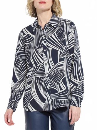 Lyss&eacute; Parker Button Down Printed Shirt In Winter Nautical