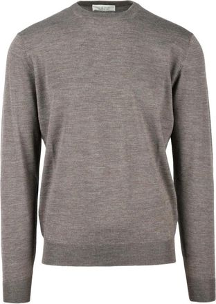 FILIPPO DE LAURENTIIS Merino Wol Ronde Hals Trui - Heren - Ronde hals truien - Grijs - L - Wol - Truien & Vesten
