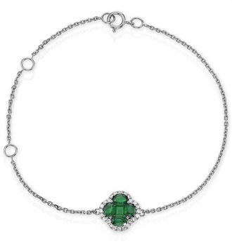 The Diamond Store Emerald 1.01ct And Diamond 18K White Gold Alegria Bracelet