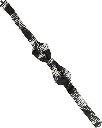 Dolce & Gabbana Black and White Checkered Silk Bow Tie - Black