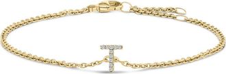 House of Brilliance 10K Gold Diamond Accent A-Z Initial Charm and Link Bracelet in Yellow | T at Nordstrom