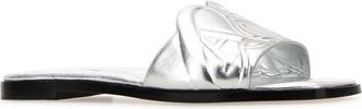 Alexander McQueen Womens Stringate Slide Silver Leather