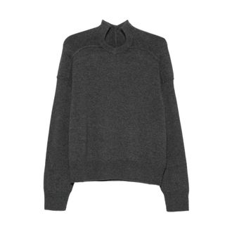 Coperni Gebreide trui met hoge hals en cut-out detail - Dames - Truien - Grijs - Maat: M Zijde