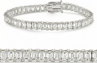 Pompeii3 20Ct Emerald Cut Diamond Tennis Bracelet 14k Gold 7 Lab Grown