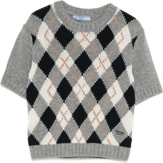 Prada Cashmere Argyle Knit T-Shirt