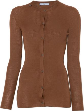 Prada Ribbed Knit Wool Cardigan