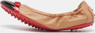 Tod's Tods Brown Leather Scrunch Ballet Flats