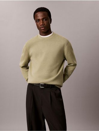 Calvin Klein Mens Tech Knit Relaxed Sweater - Green - 2XL